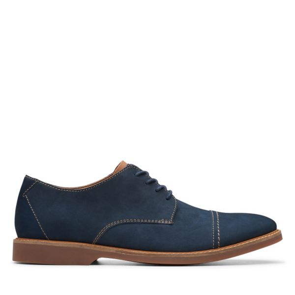 Clarks Mens Atticus Cap Wide Fit Shoes Navy | USA-5261379